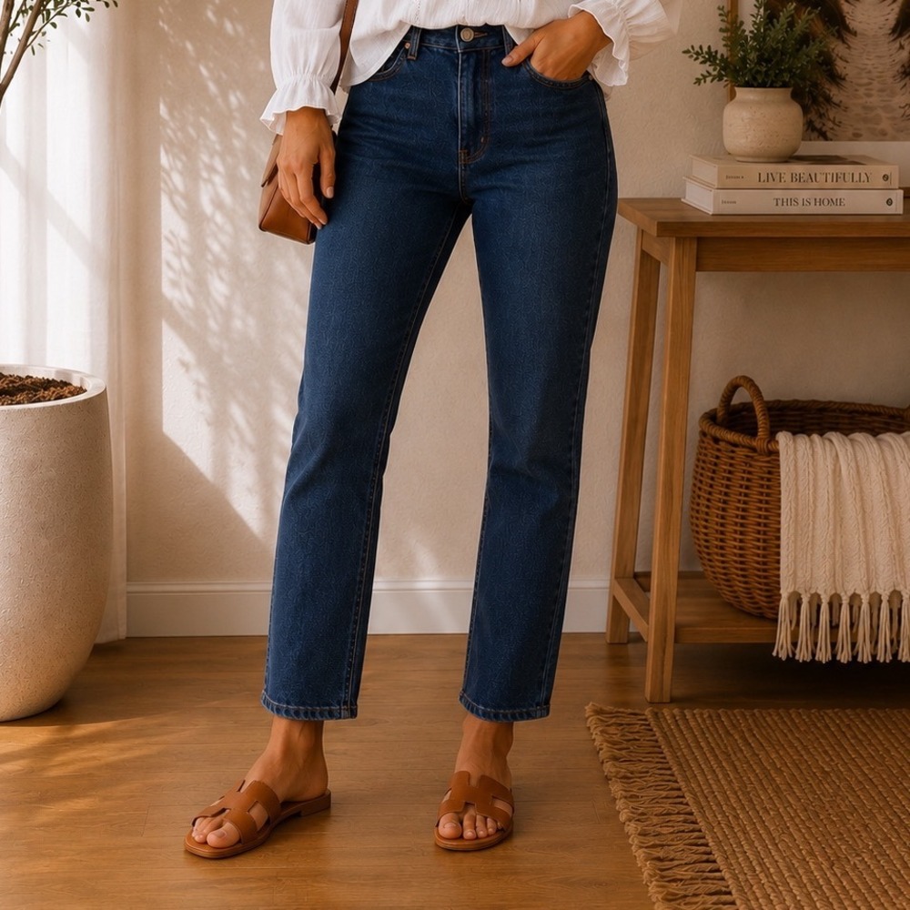 Seven7 NEW Slim Straight Jeans Birch Dark Wash High Rise Minimalist Classic 8